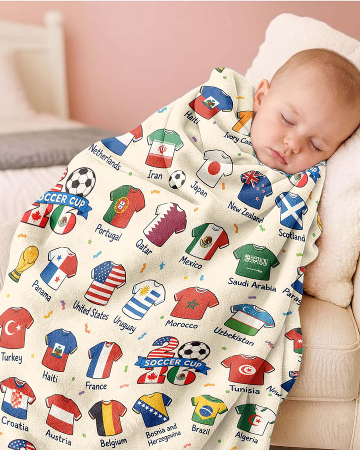 2026 Soccer World Jersey Flag Bamboo Blanket