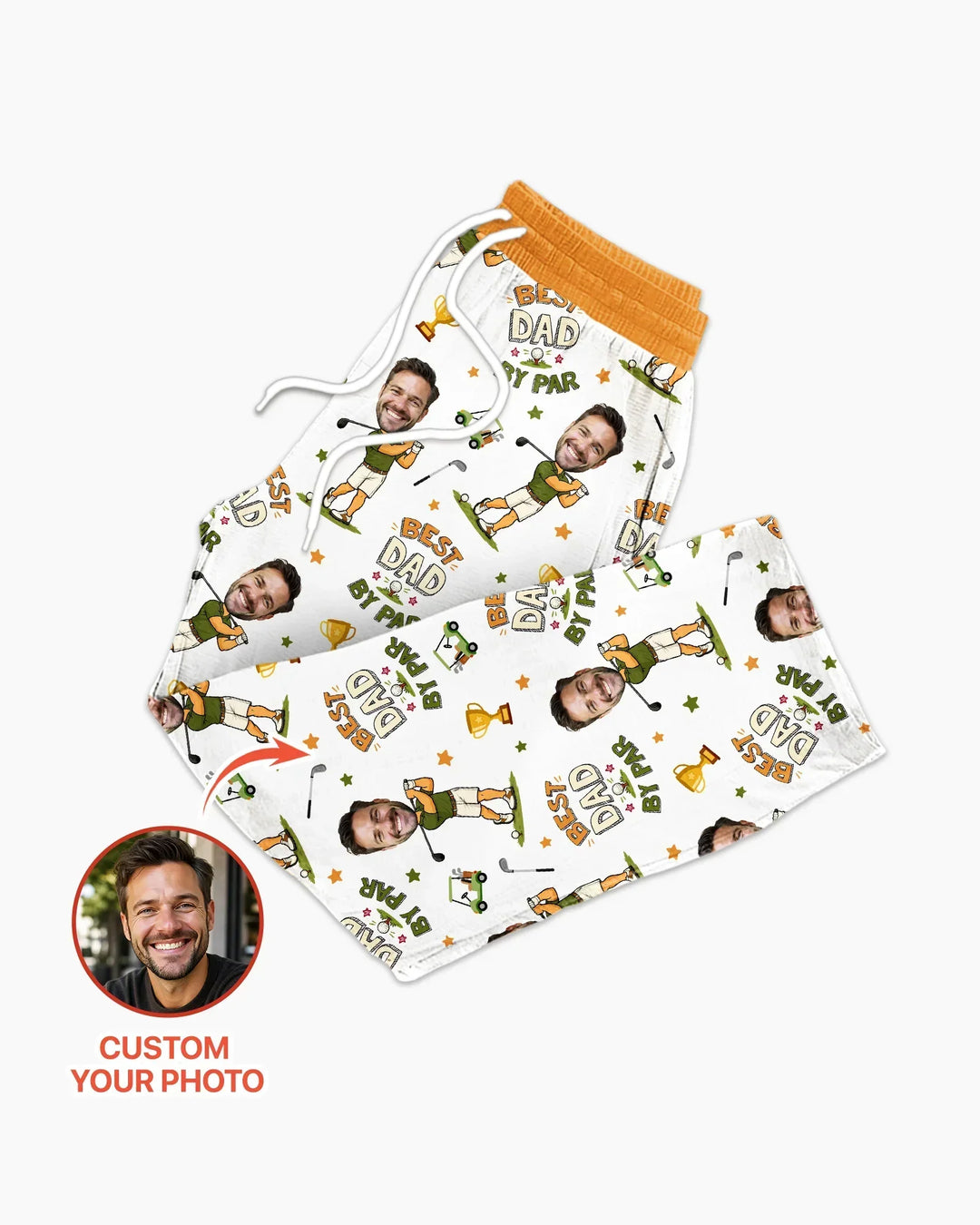 Custom Photo Daddy's Little Caddie Daddy & Me Matching Bamboo Men's Pajama Set