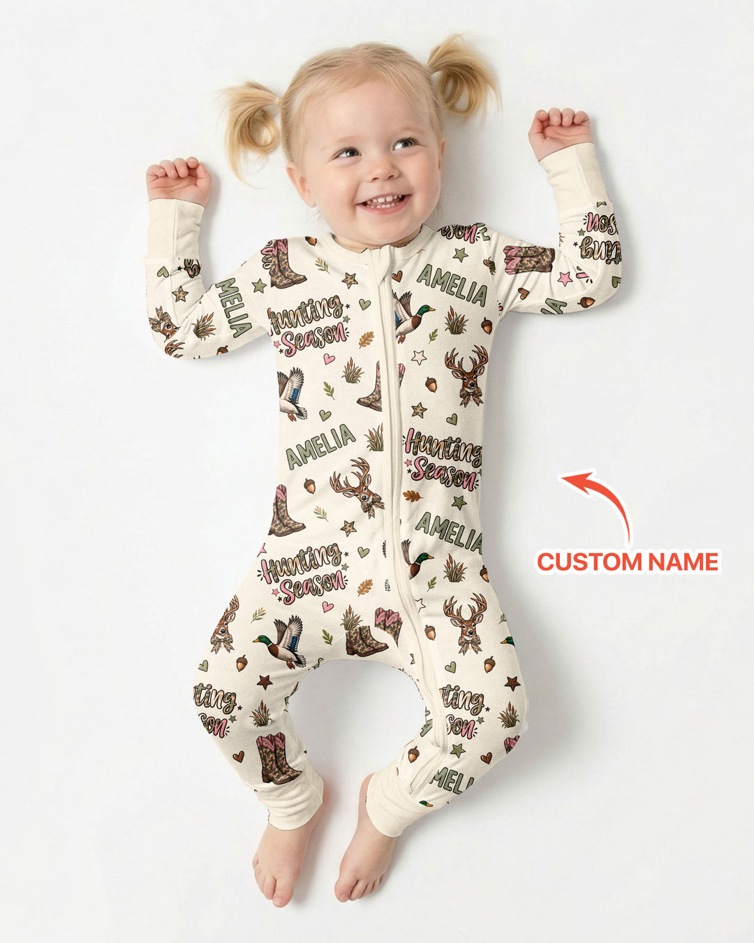 Custom Name Preppy Camo Bow Bamboo Convertible Zippy