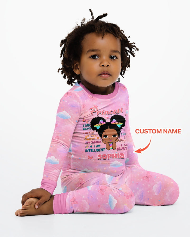 Black Princess I Am BeautifulBamboo Two Piece Long Sleeve Pajama Set