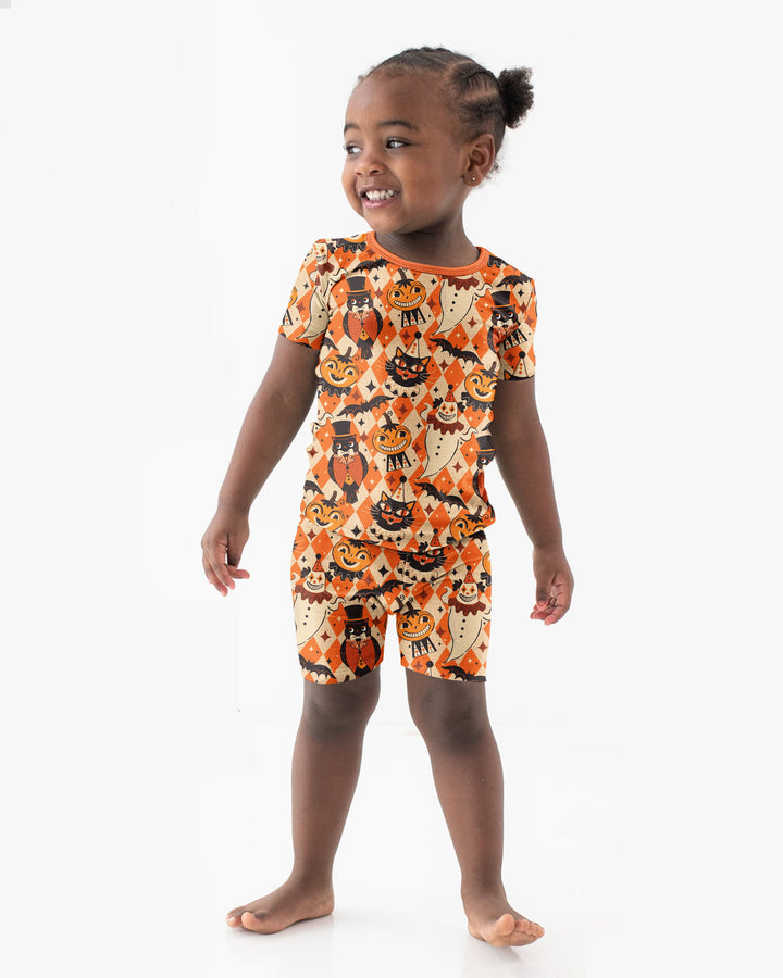 Vintage Halloween Carnival Bamboo Two Piece Short Sleeve Shorts Pajama Set