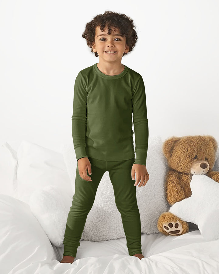 Dark Olive Green Bamboo Two Piece Pajama Set