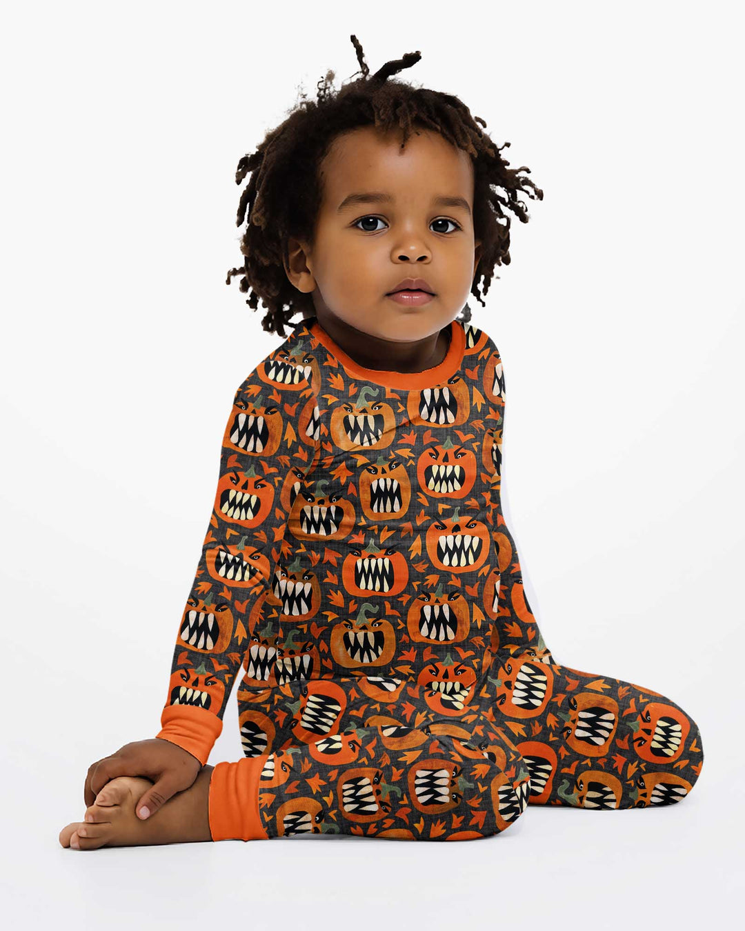 Pumpkin Monsters Bamboo Two Piece Long Sleeve Pajama Set