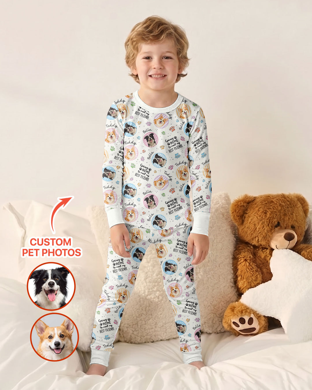 Custom Pet Photo My First Best Friend Bamboo Two Piece Long Sleeve Pajama Set
