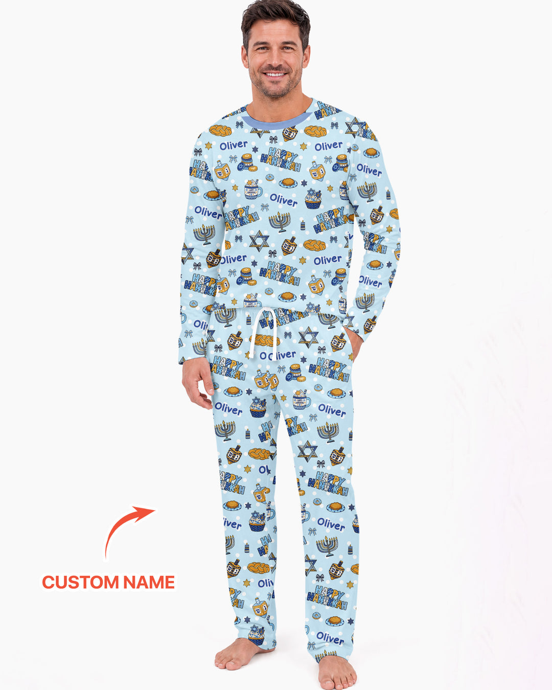 Custom Name Jewish Holiday Bamboo Men's Pajama Set