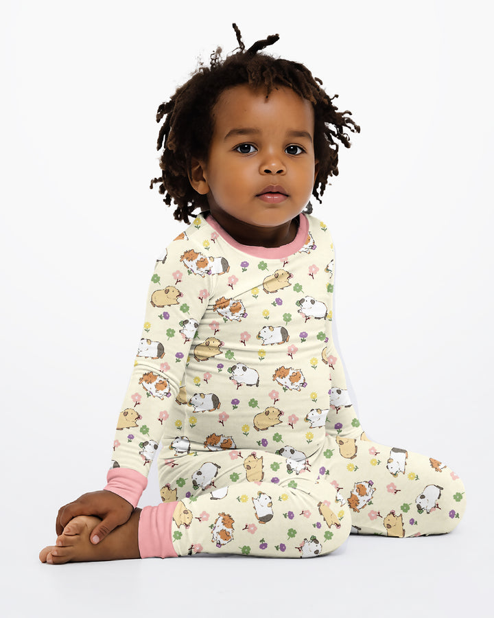 Guinea Pig Garden Bamboo Two Piece Long Sleeve Pajama Set
