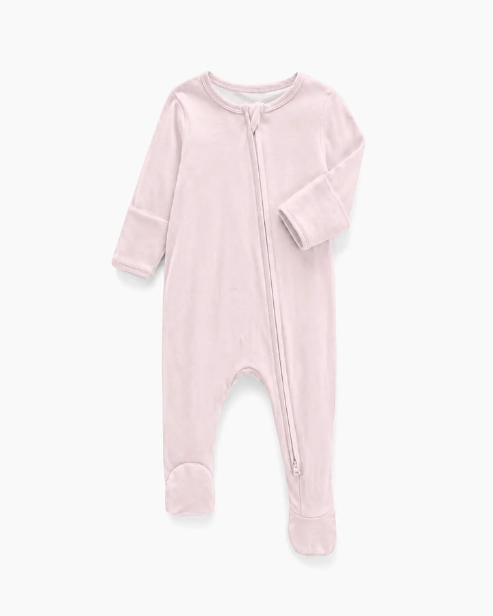 Solid Color Bamboo Zippered Footie Romper