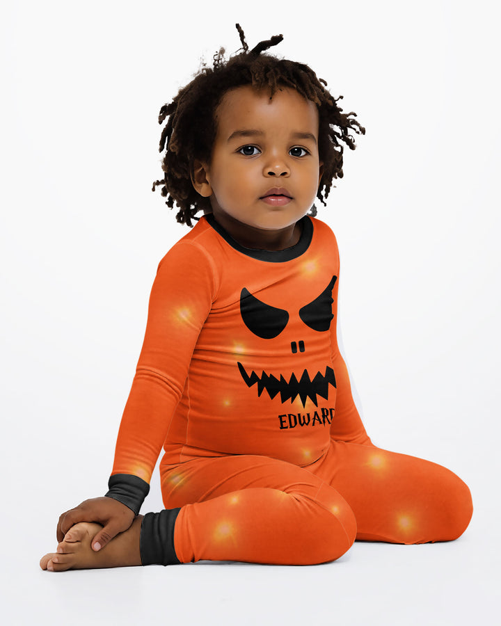 Glowing Pumpkin Bamboo Two Piece Long Sleeve Pajama Set