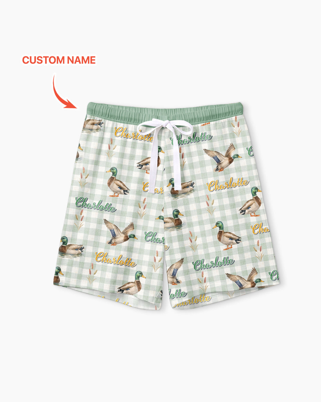Mallard Duck Custom Name Bamboo Women Short Sleeve Short Pajama Set