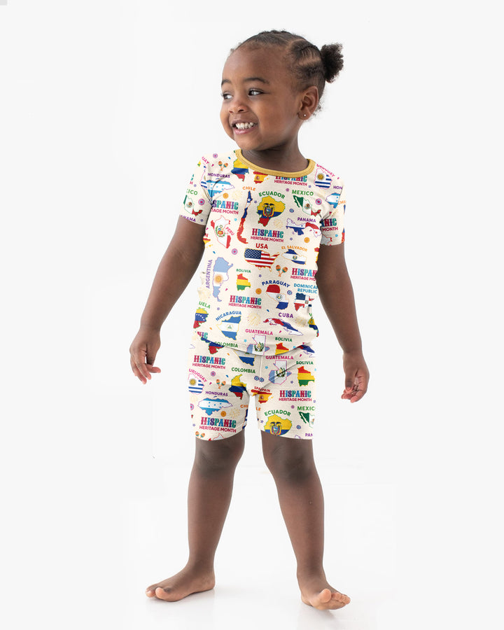 Hispanic Heritage Month Country Flags Bamboo Two Piece Short Sleeve Shorts Pajama Set