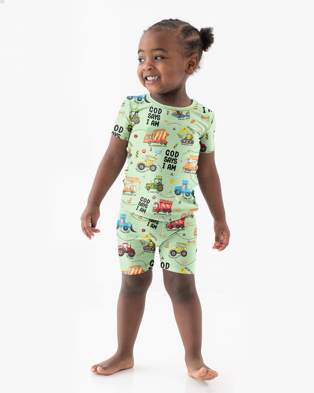 Dios Dice Soy Niño Bambú Conjunto de Pijama de Dos Piezas de Manga Corta y Pantalón Corto