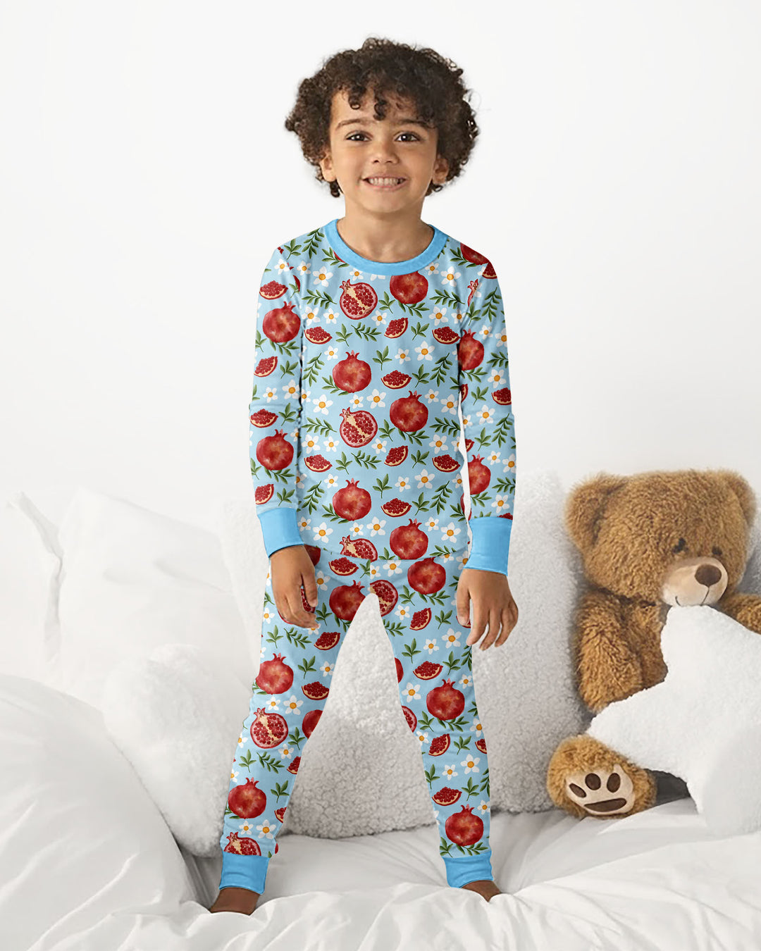 Pomegranate Garden Joy Family Matching Bamboo Two Piece Long Sleeve Pajama Set