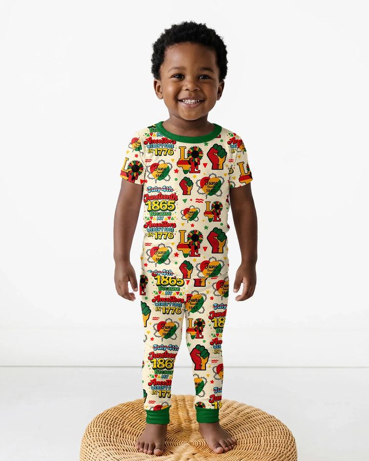 Conjunto de pijama de dos piezas de manga corta de bambú