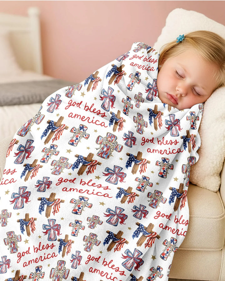 God Bless America Family Matching Bamboo Blanket