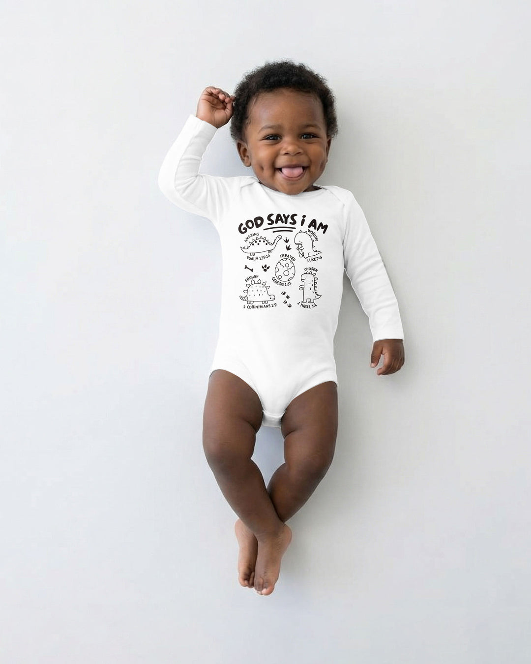God say i am Dinosaur Bamboo Bodysuit