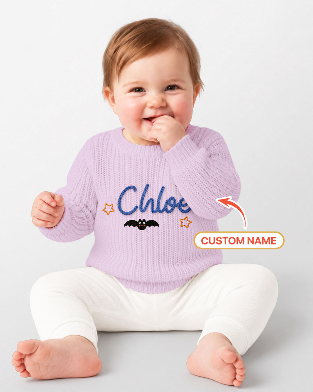 Happy Halloween Embroidered Baby Name Bamboo Knit Sweater Bubble