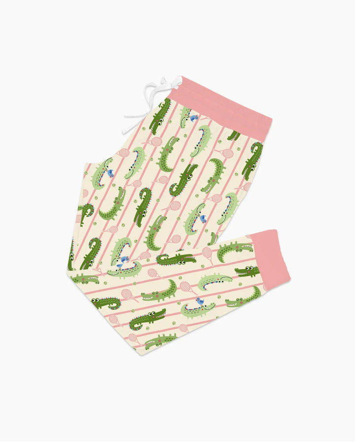 Custom Name Tennis Crocodiles Bamboo Women Pajama Set