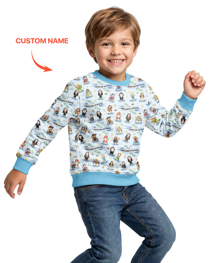 Sudadera de cuello redondo de bambú con nombre personalizado "Holy Saints of Heaven"