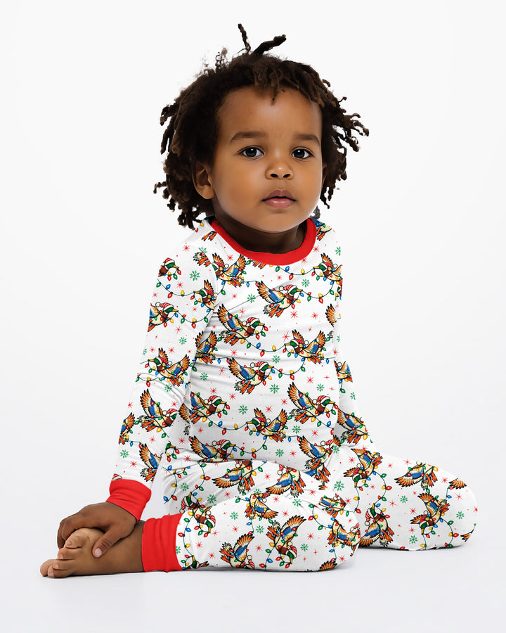 Preppy Christmas Mallard Duck Bamboo Two Piece Long Sleeve Pajama Set