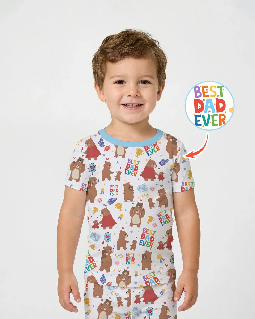 Best Daddy Bear Ever Family Matching Bamboo Two Piece Short Sleeve Pajama Set