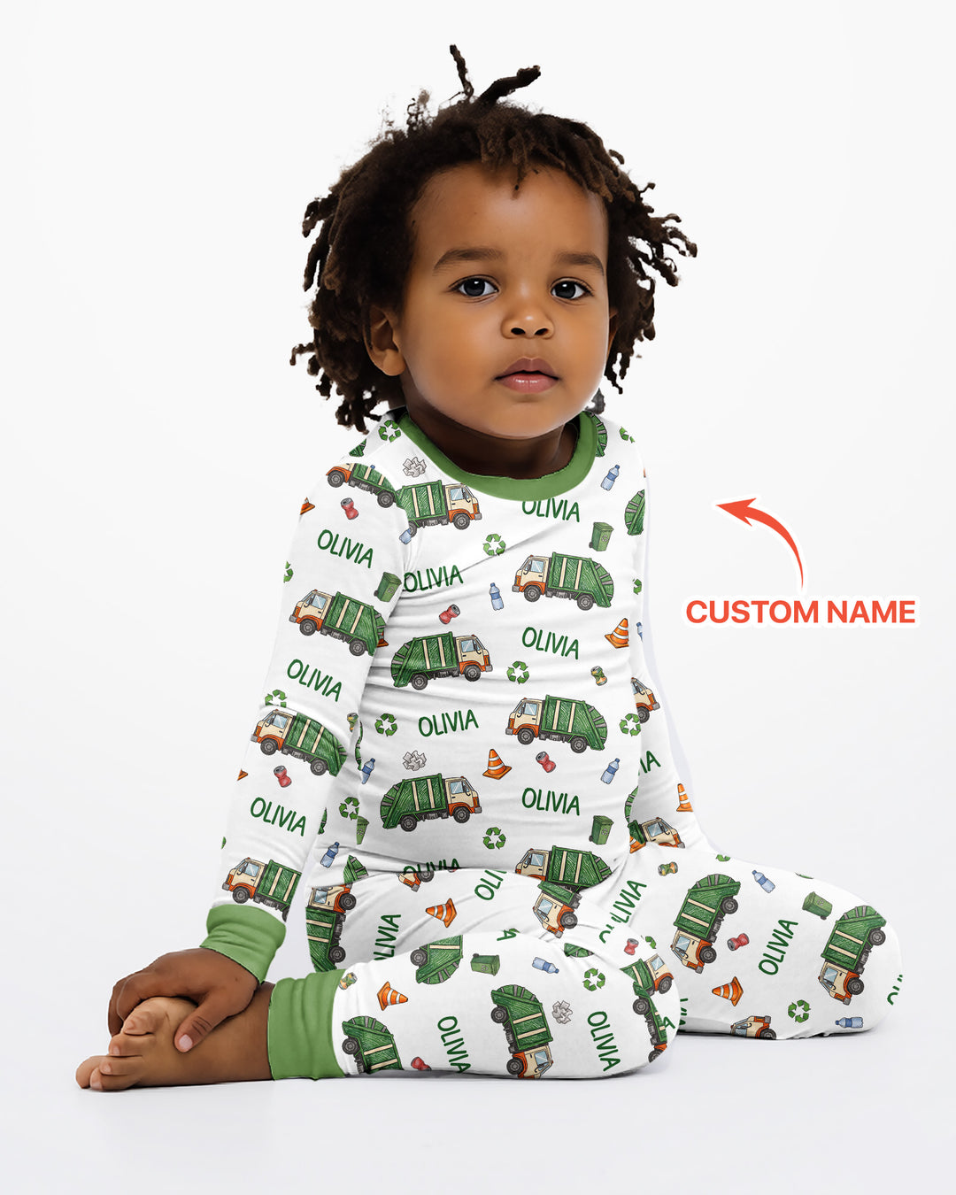 Custom Name Garbage Day Bamboo Two Piece Long Sleeve Pajama Set