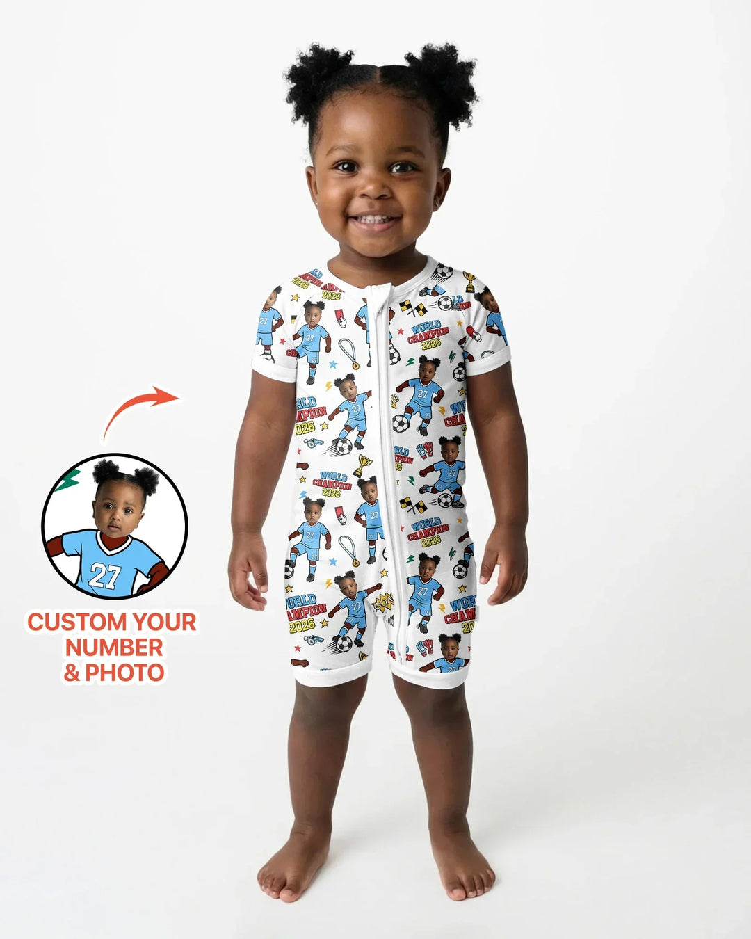 Plantilla PERSONALIZADA de Bambú Pijama Corto con Cremallera