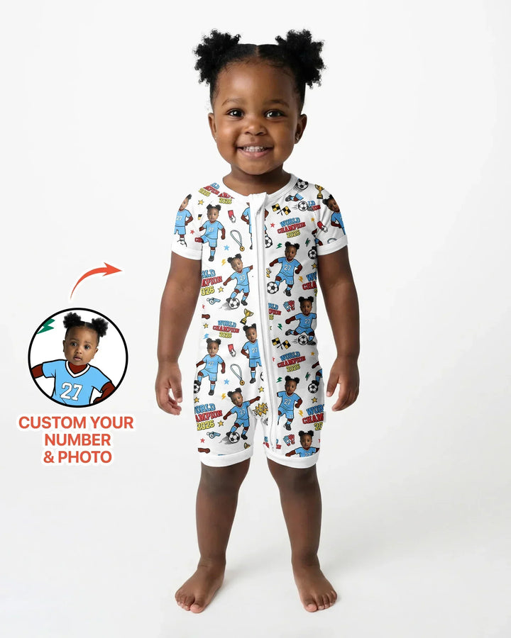 Plantilla PERSONALIZADA de Bambú Pijama Corto con Cremallera