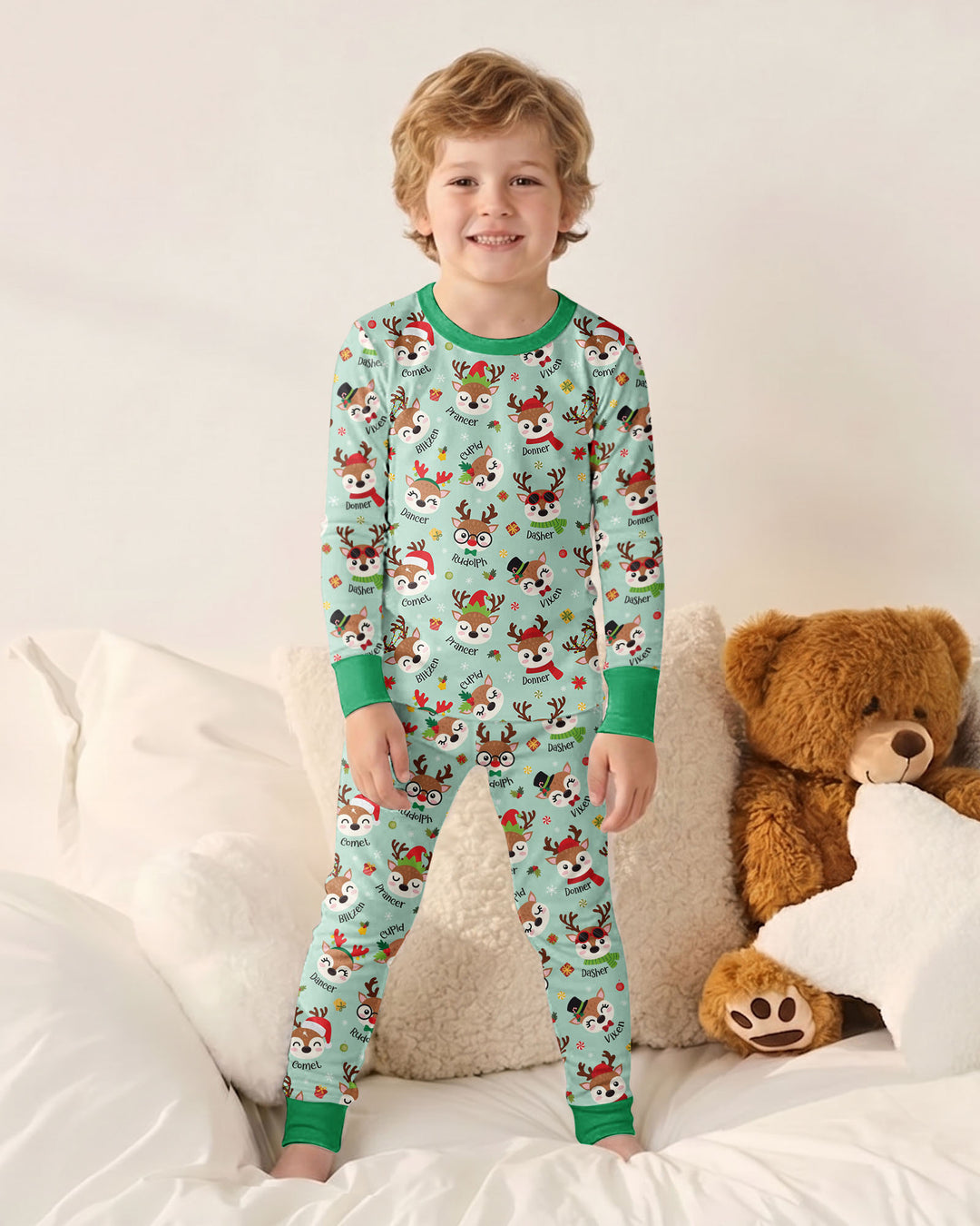Christmas Reindeer Squad Bamboo Two Piece Long Sleeve Pajama Set