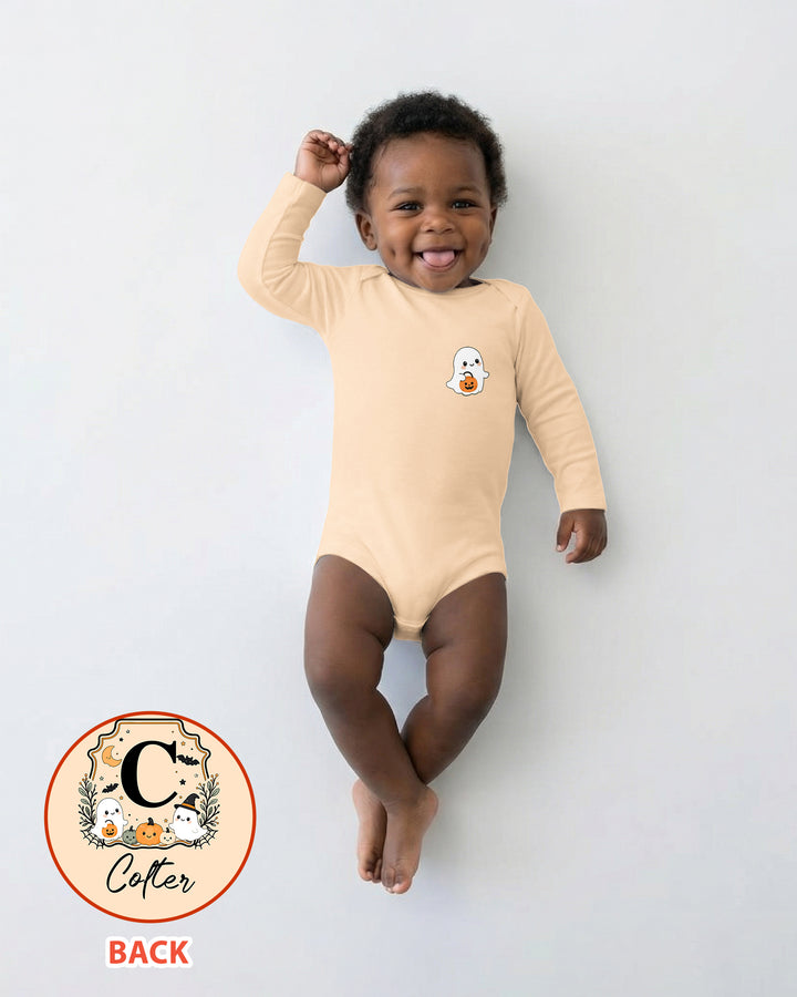 Custom Monogram Ghost Pumpkin Bamboo Bodysuit