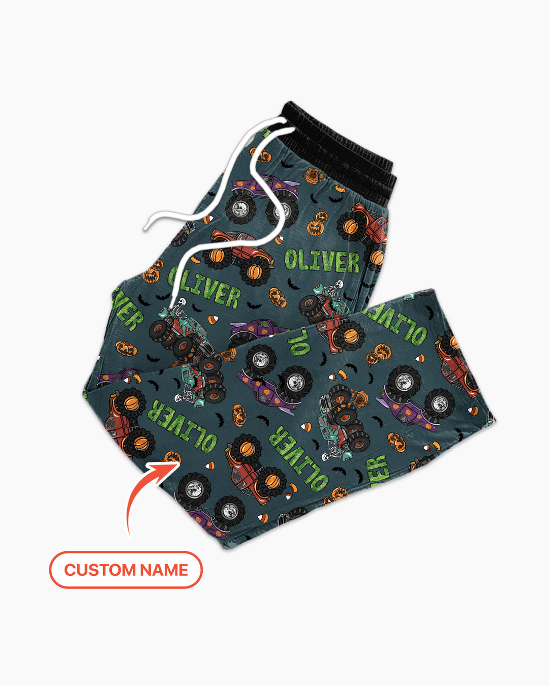 Custom Name Haunted Monster Trucks  Bamboo Men's Pajama Set