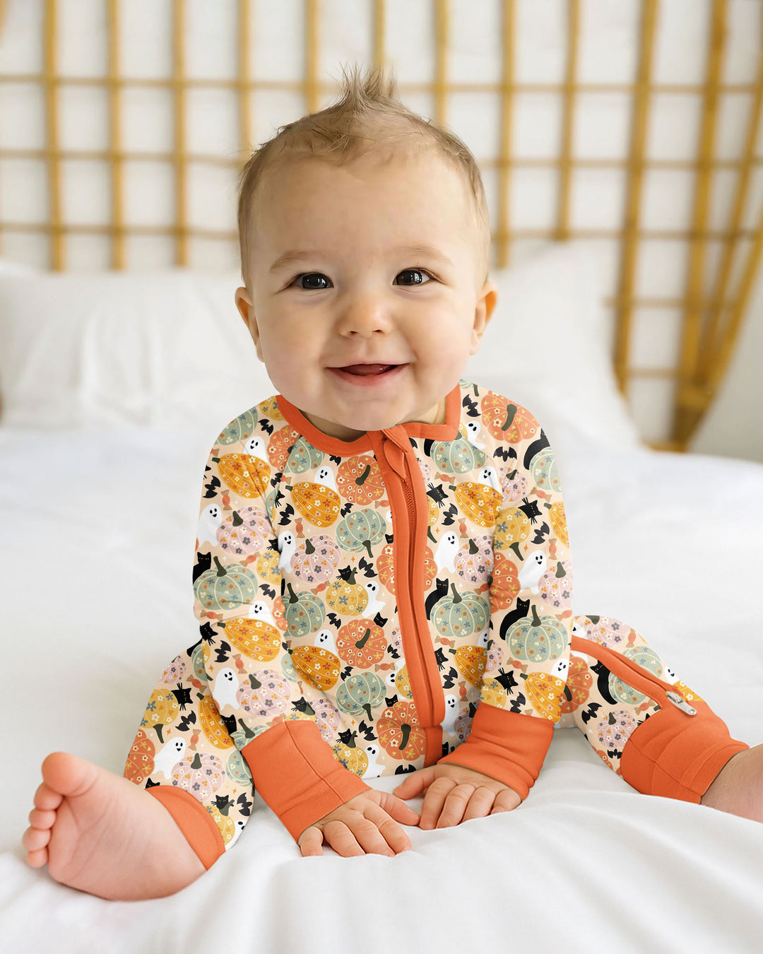 Floral Pumpkin Ghost Halloween Bamboo Convertible Zippy