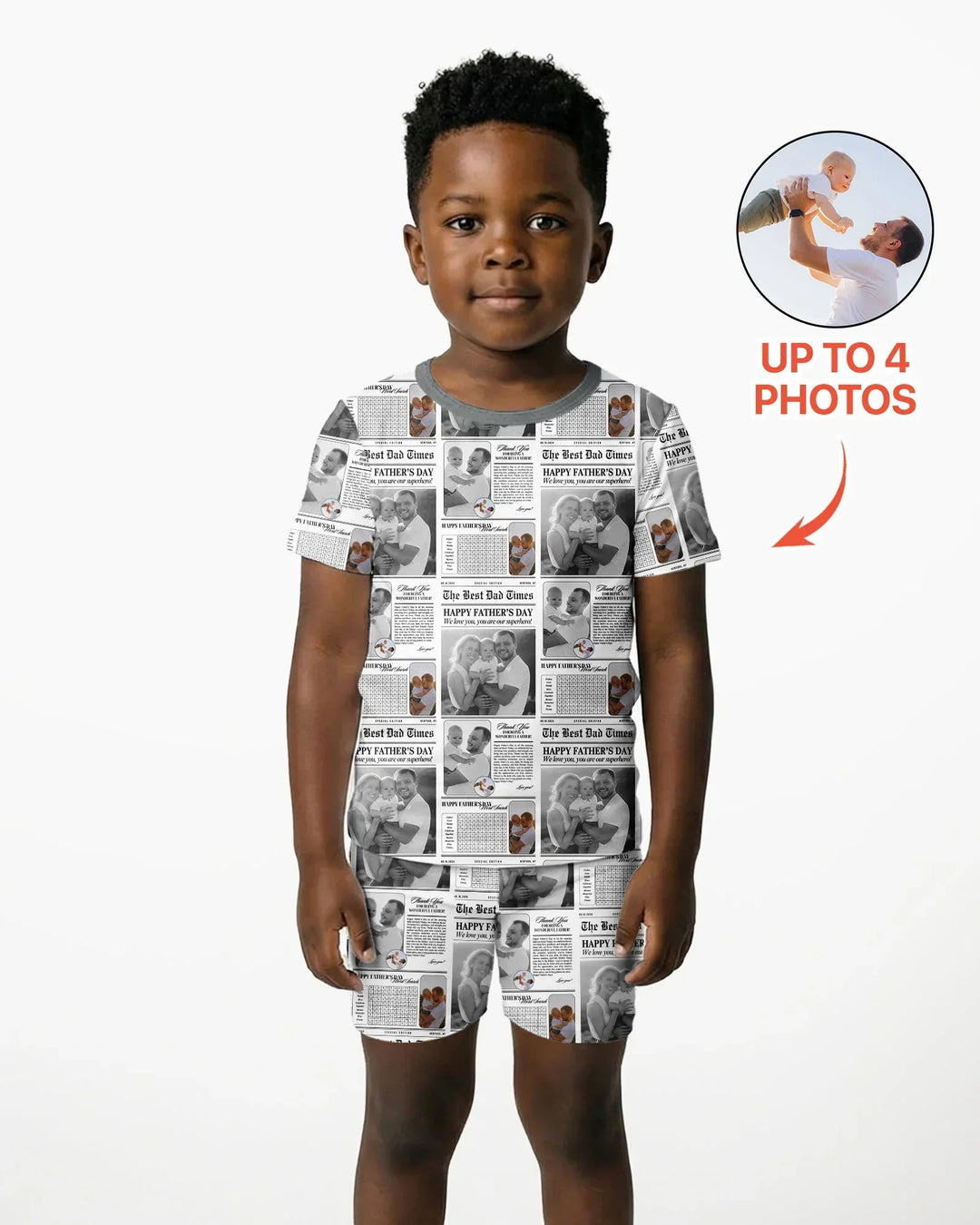 Custom Photo The Best Dad Times Bamboo Two Piece Short Sleeve Shorts Pajama Set