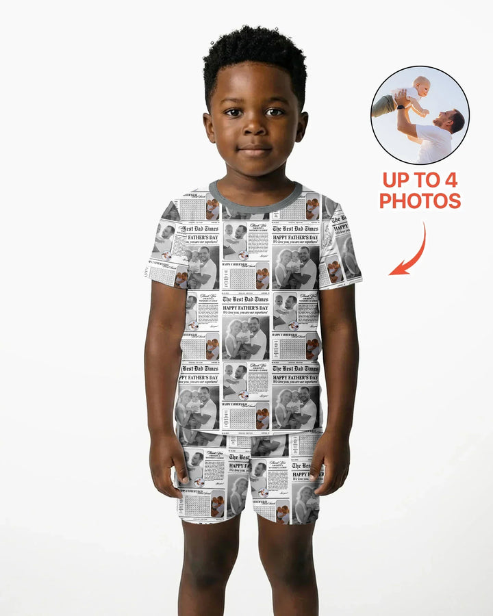 Custom Photo The Best Dad Times Bamboo Two Piece Short Sleeve Shorts Pajama Set