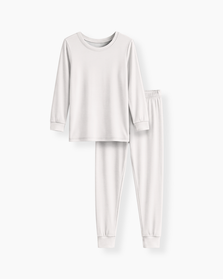 Solid Color Bamboo Two Piece Long Sleeve Pajama Set