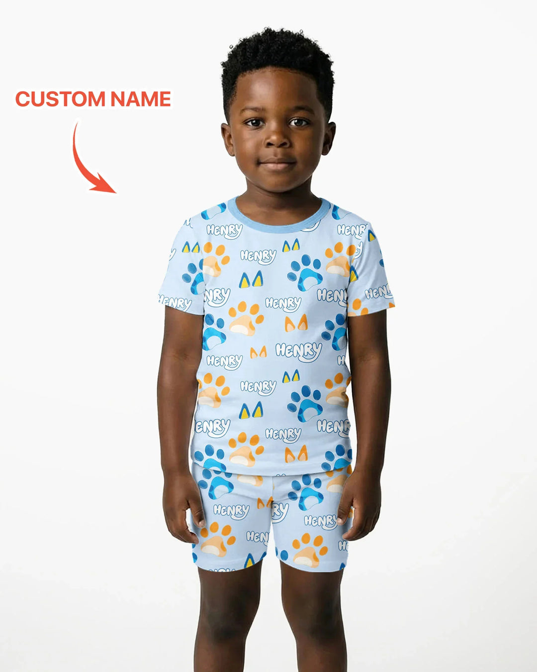 Pijama de bambú de dos piezas de manga corta con pantalón corto, plantilla personalizada
