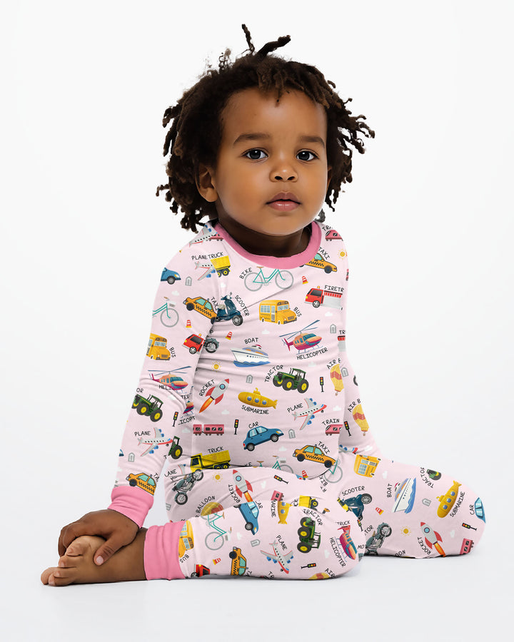 Vehicle Vocabulary Bamboo Two Piece Long Sleeve Pajama Set