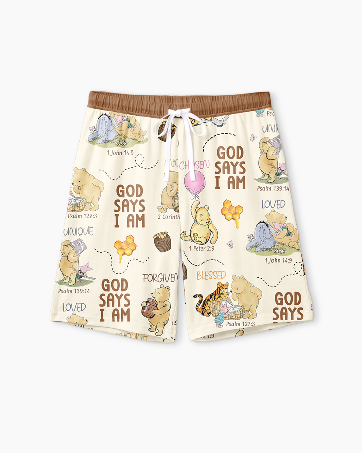 God Says I Am – Little Blessings Bamboo Men Short Sleeve Short Pajama Set