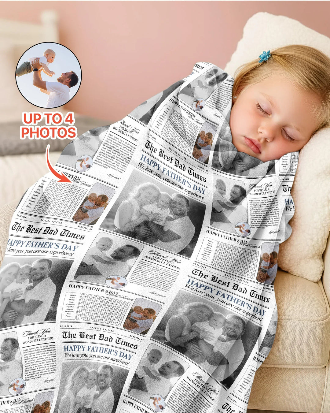 Custom Photo The Best Dad Times Bamboo Blanket