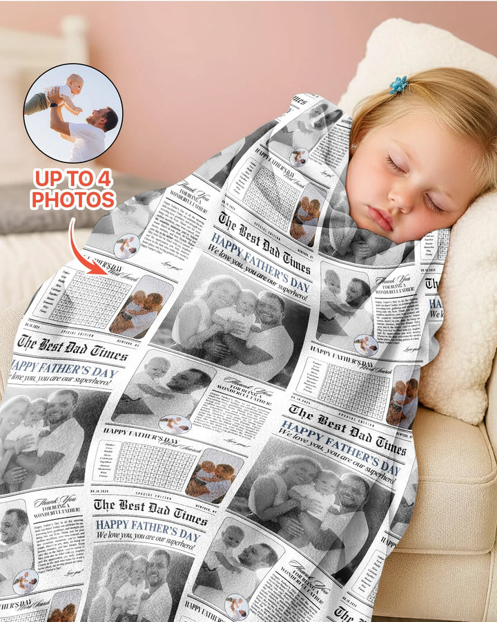 Custom Photo The Best Dad Times Bamboo Blanket