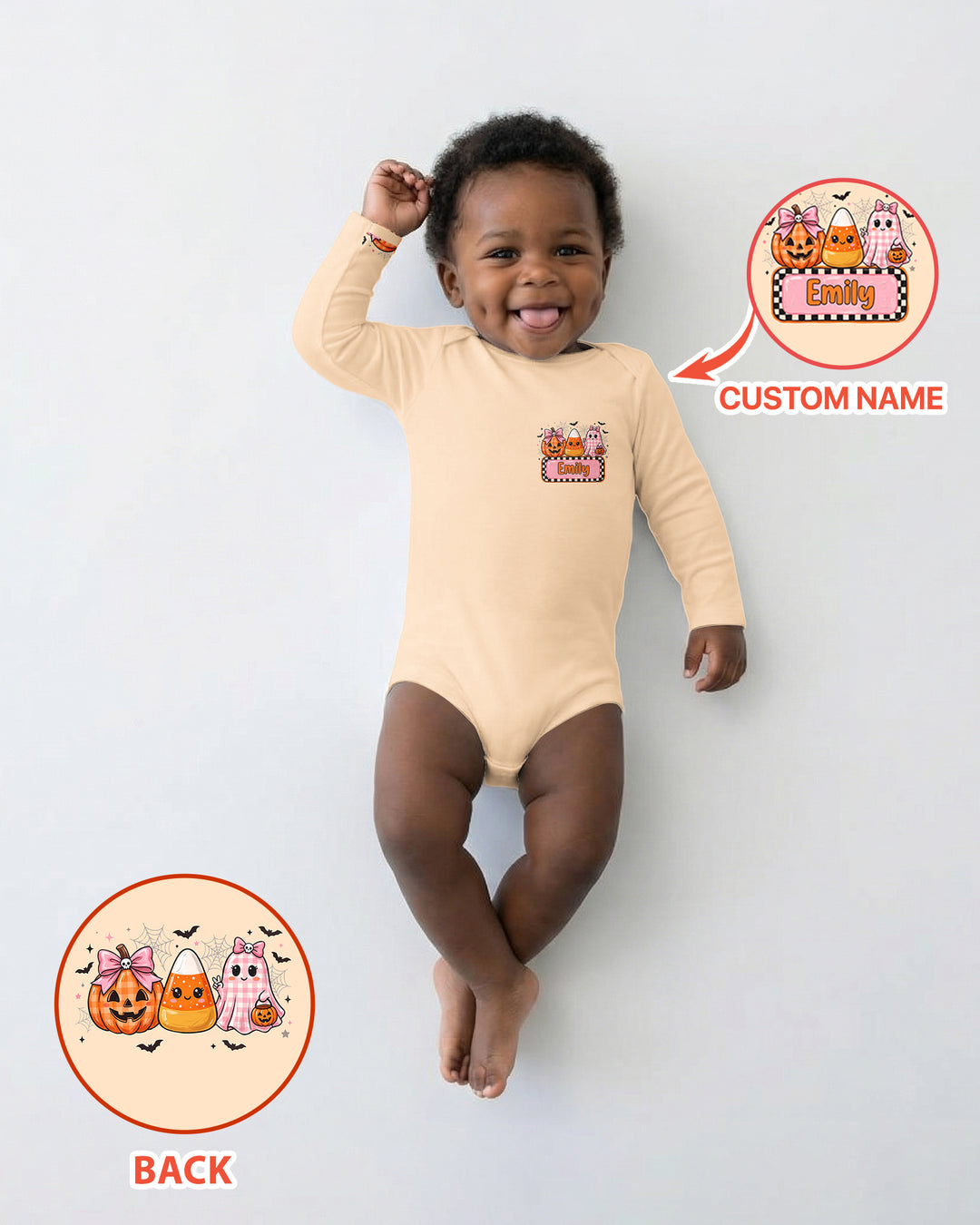 Personalized Spooky Baby Pink Halloween Bamboo Bodysuit