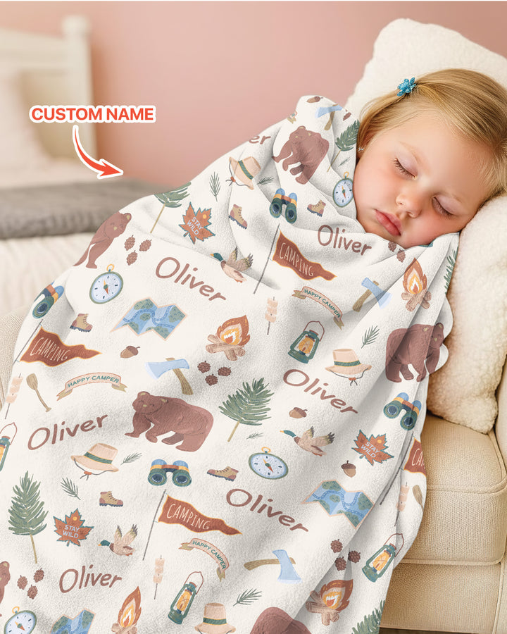 Custom Name Adventure Outdoors Bamboo Blanket