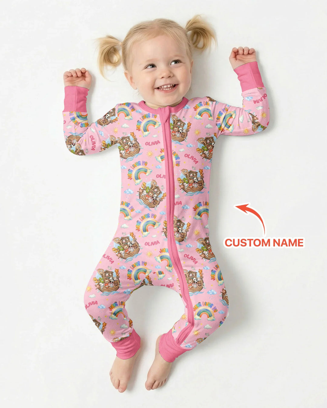 Custom Name Jesus Loves Me Noah's Ark Bamboo Convertible Zippy