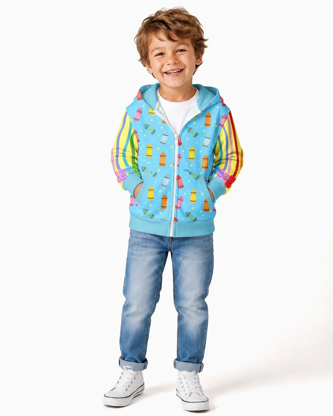 Kapuzenpullover aus Bambus mit hebräischem Alphabet und Reißverschluss