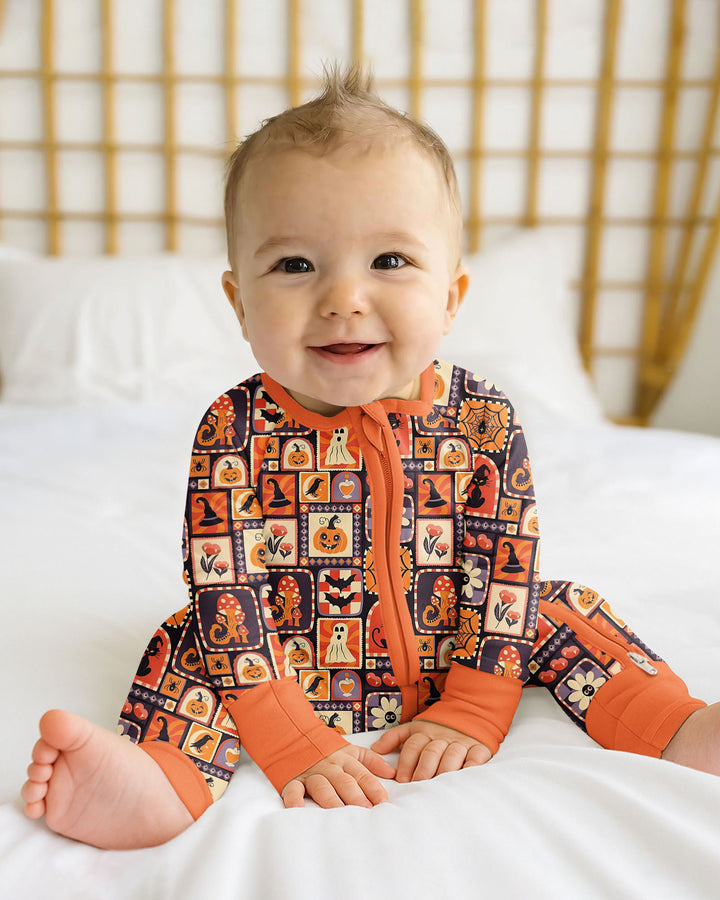 Retro Halloween Patchwork Icons Bamboo Convertible Zippy