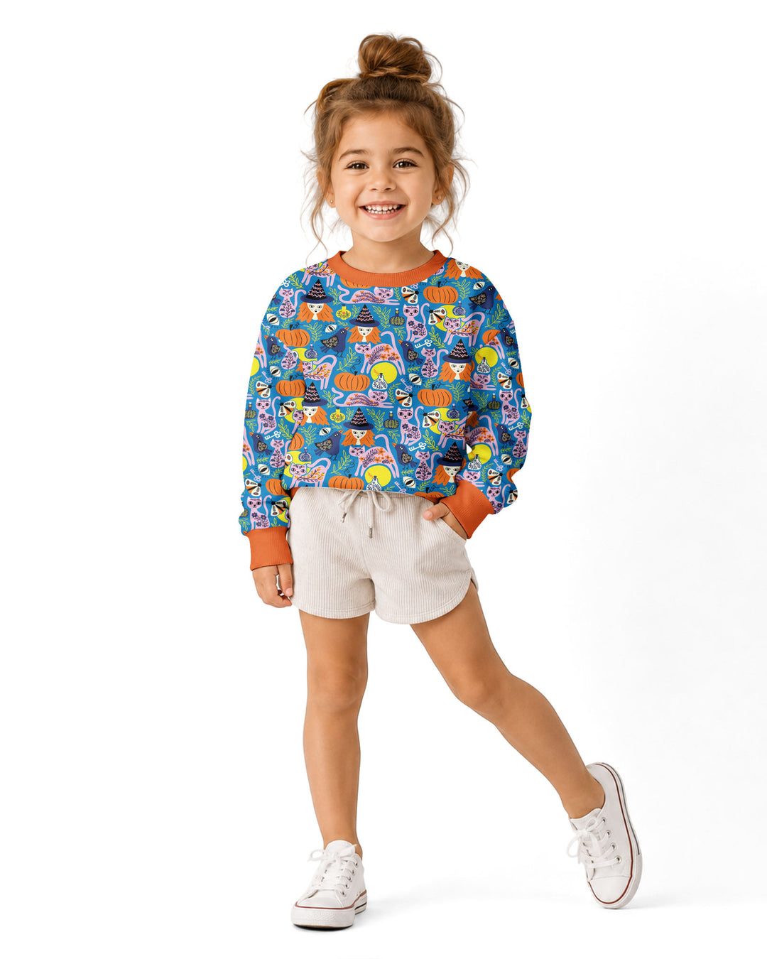 Whimsical Witch Cats Bamboo Crewneck Sweatshirt