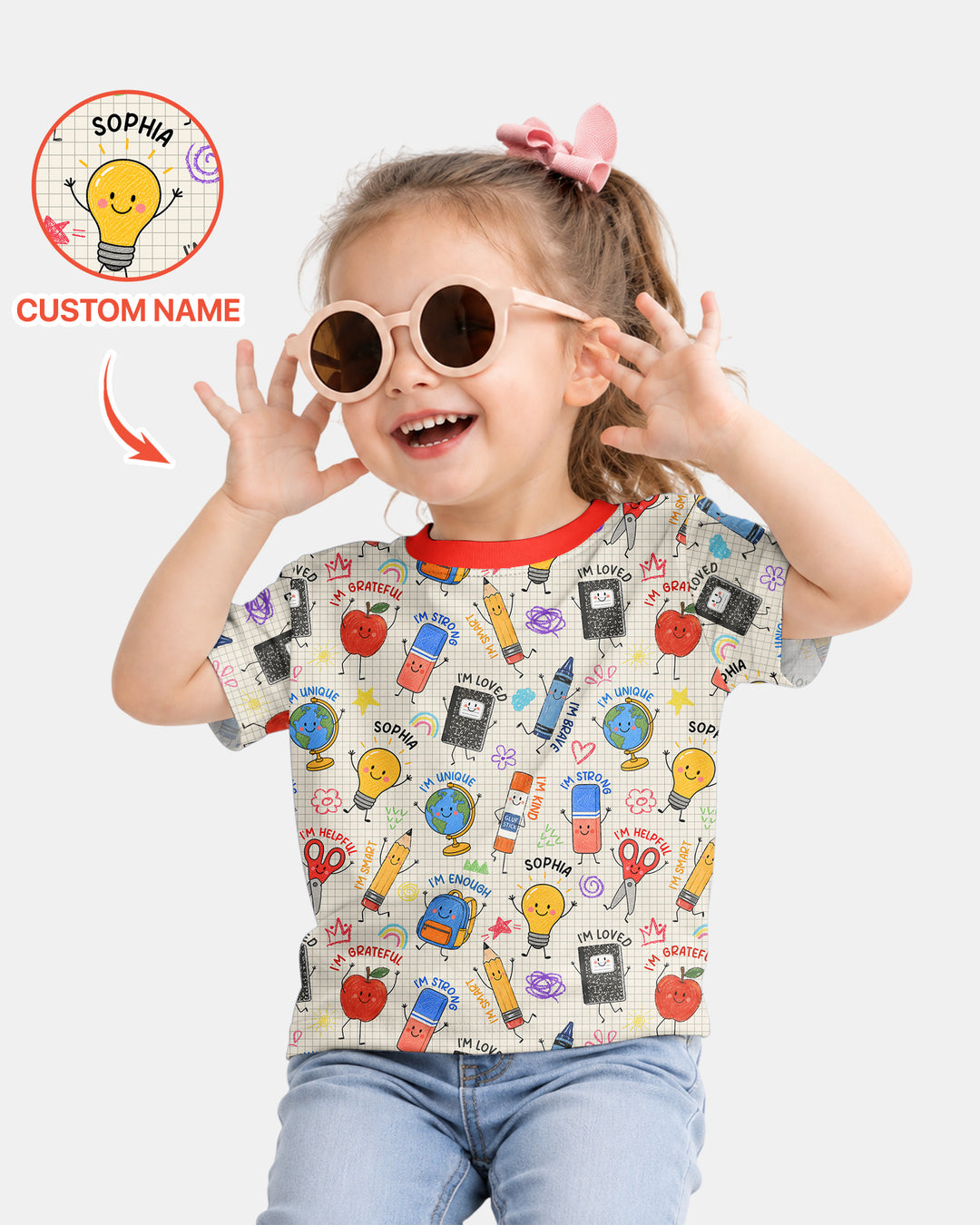 School Squad Custom Name Bamboo Crewneck T-Shirt
