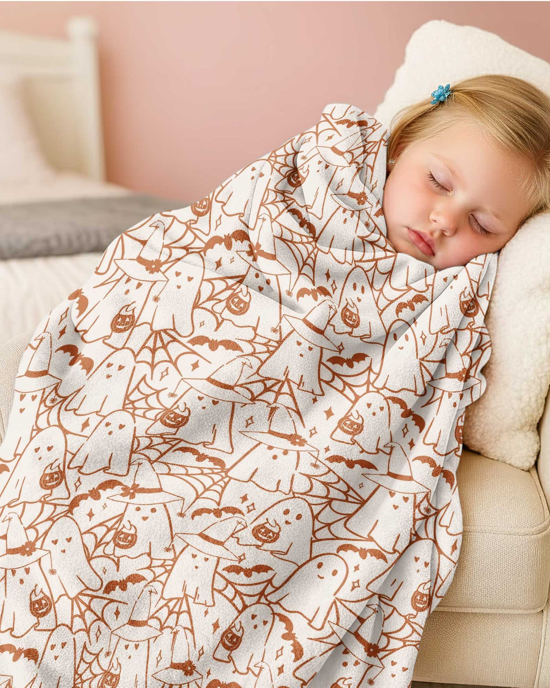 Boo Trick or Treat Ghosts Halloween Bamboo Blanket