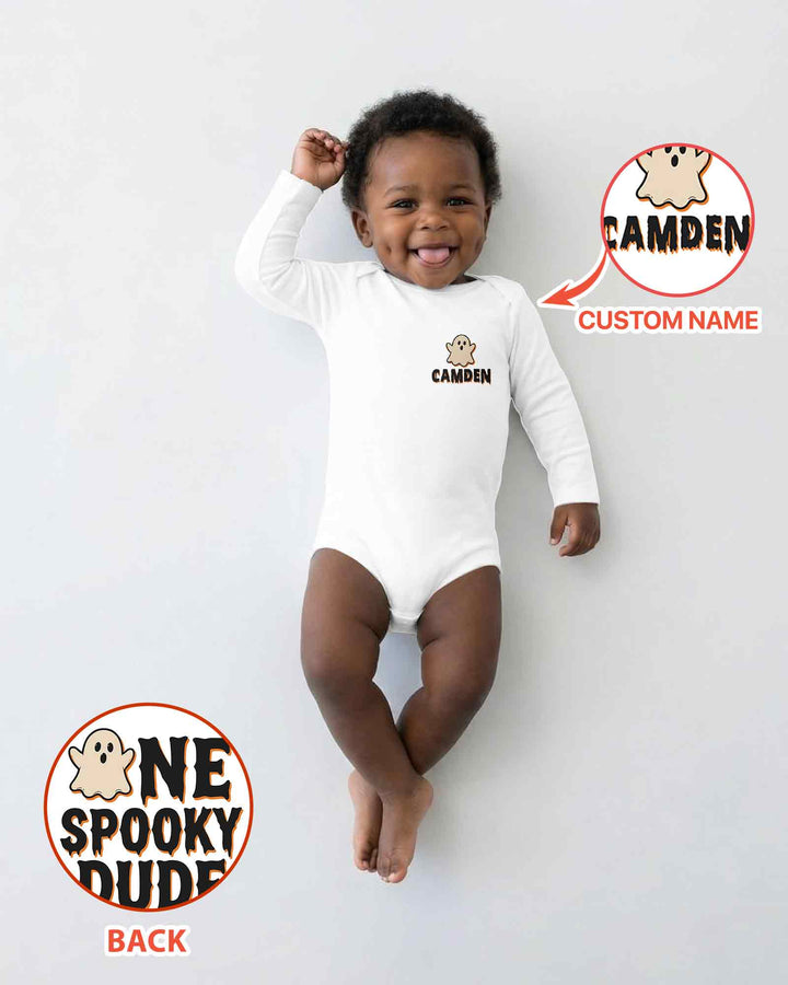 Personalized Ghost Halloween Baby Bamboo Bodysuit