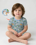 Kitten Garden Family Matching Bamboo Two Piece Short Sleeve Shorts Pajama Set