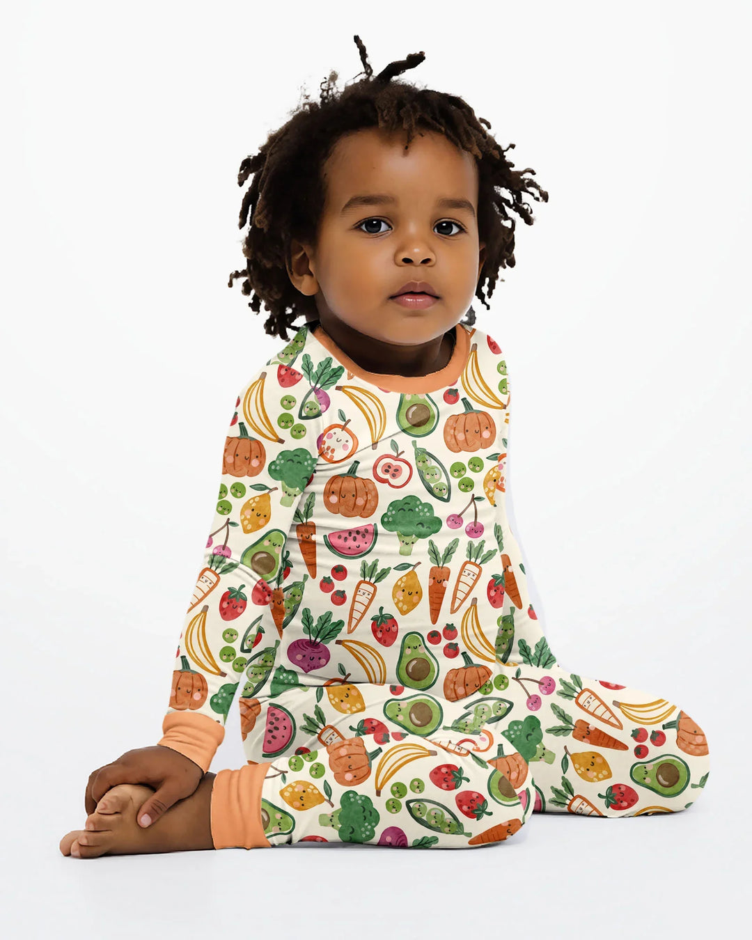 Zweiteiliges Langarm-Pyjama-Set mit Sommerfrüchten